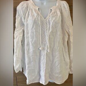 LINEN EMBROIDERED TOP - JOIE